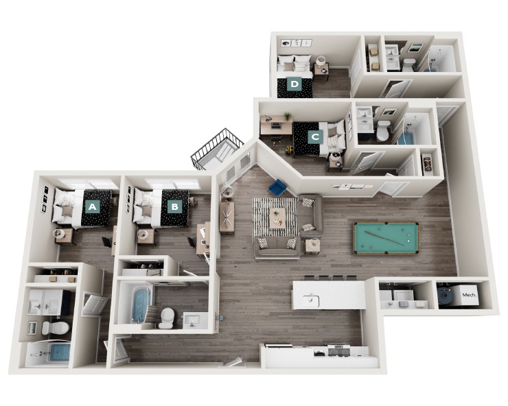 D2 Premium - 4x4 Floor plan